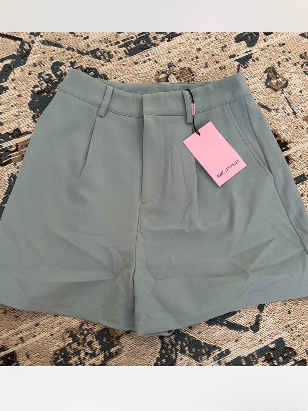 Avec Les Filles High-Waist Tailored Shorts in French Blue